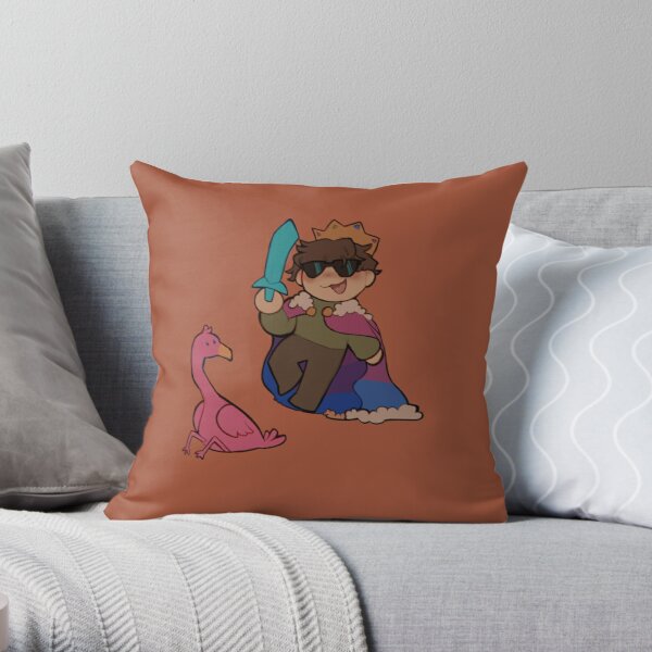 Eret The bi king and their flamingo :] Throw Pillow RB1507 product Offical Eret Merch